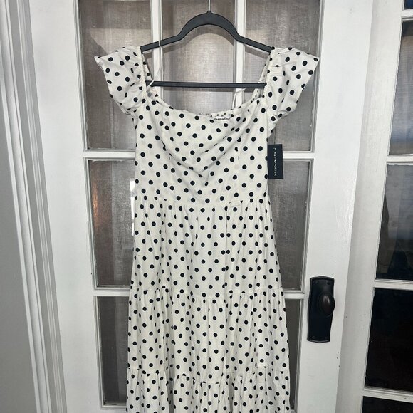 Reformation Black and White Polka Dot Midi Dress - Picture 1 of 4